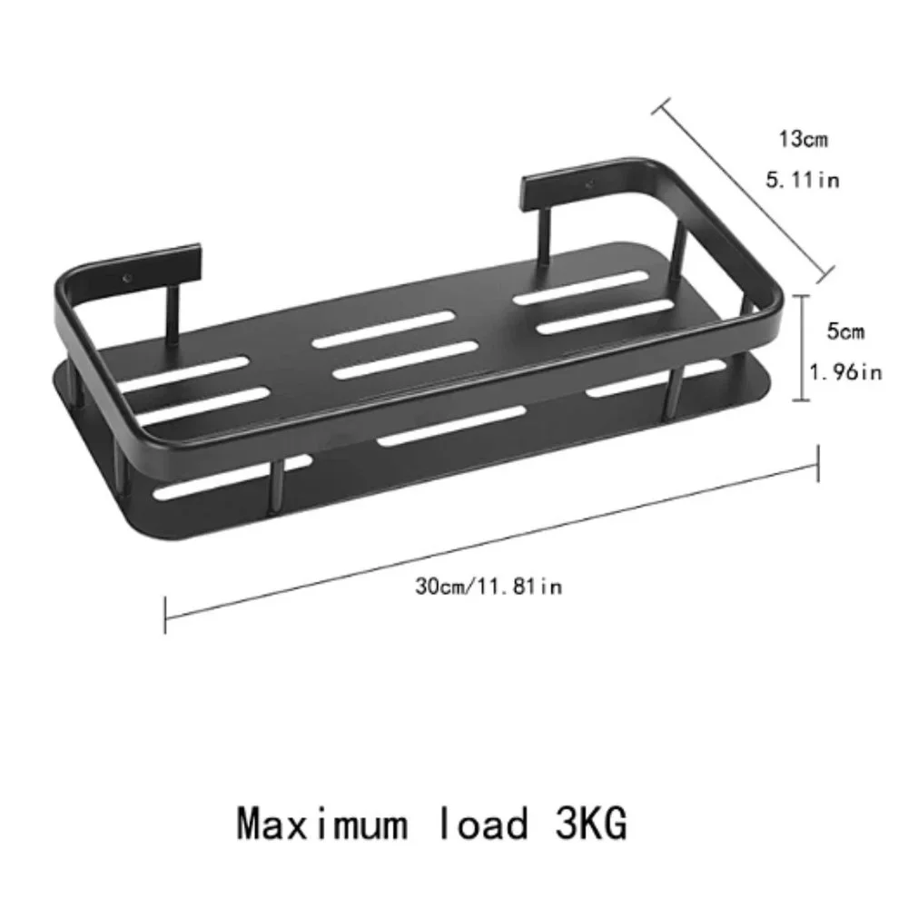 🆕 1pc Adhesive Black Shower Caddy, Bathroom Shelf, Toiletry Organizer Rack